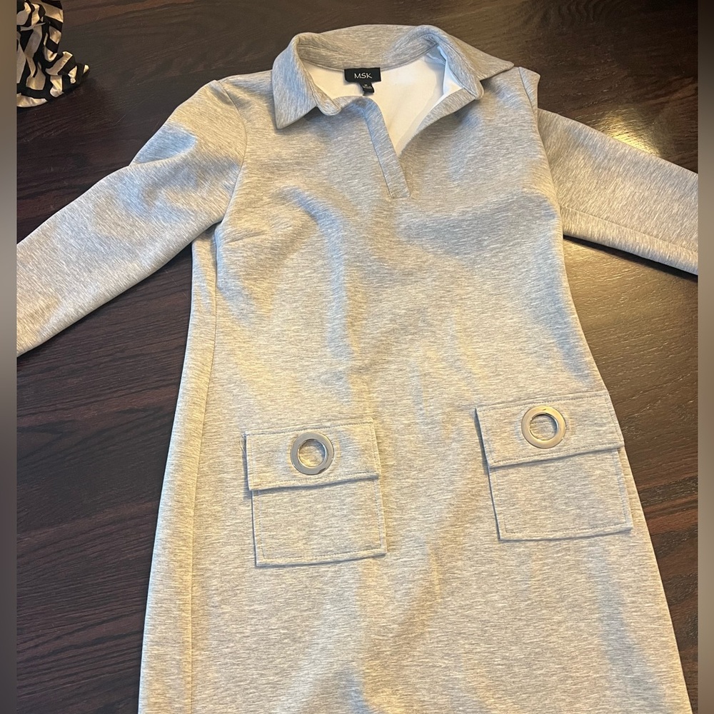 Gray sweatshirt material dress